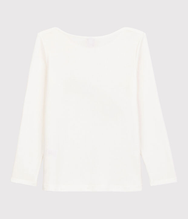 Camiseta de manga larga de algod&oacute;n de ni&ntilde;a blanco