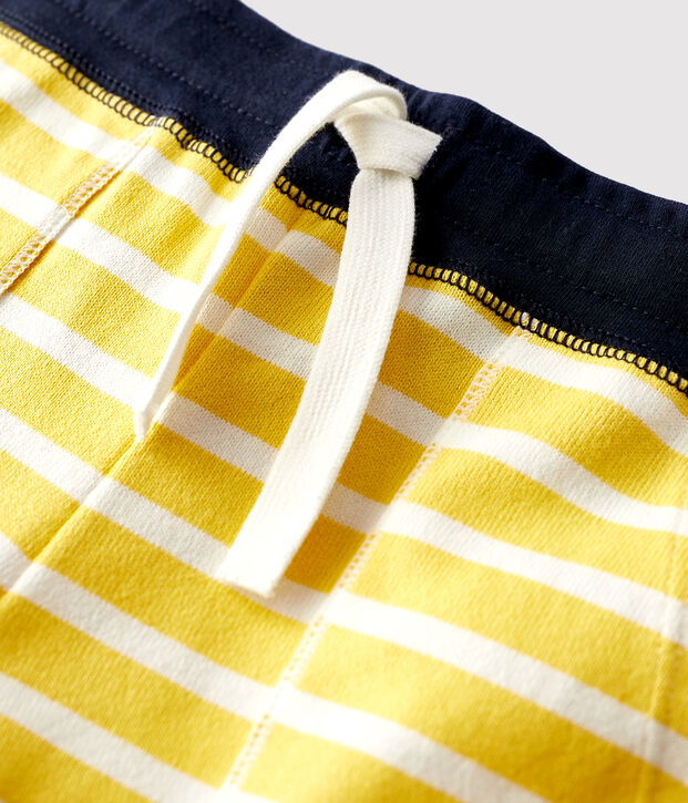 Bermudas de algod&oacute;n de ni&ntilde;o amarillo/blanco