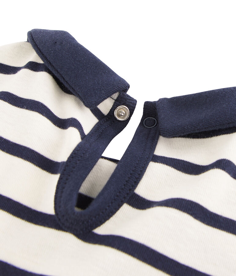 Camiseta de manga corta para ni&ntilde;a beige COQUILLE/azul ABYSSE