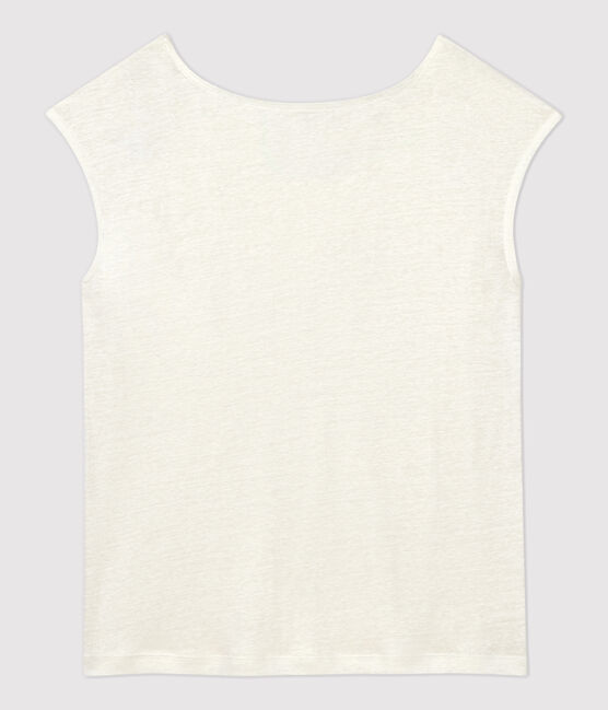 Camiseta de lino lisa de mujer blanco MARSHMALLOW