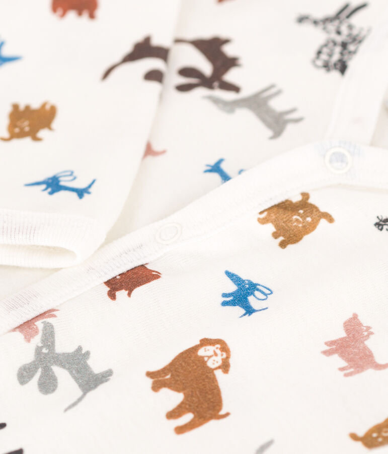 Pijama sin pies de algod&oacute;n blanco/marron