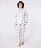 Pijama de mujer de algodón abotonado con estampado de corazones blanco MARSHMALLOW/blanco MULTICO