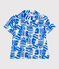 Camisa infantil de algodón de manga corta con estampado azul MARSHMALLOW/ PORCELANA