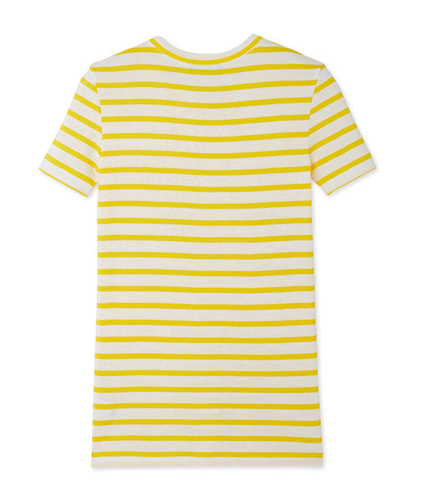 Camiseta de mujer en canal&eacute; original de rayas amarillo/blanco