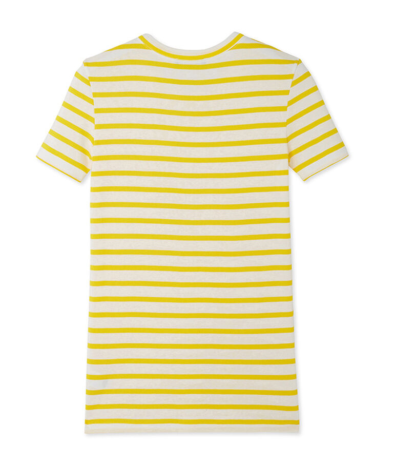 Camiseta de mujer en canal&eacute; original de rayas amarillo/blanco
