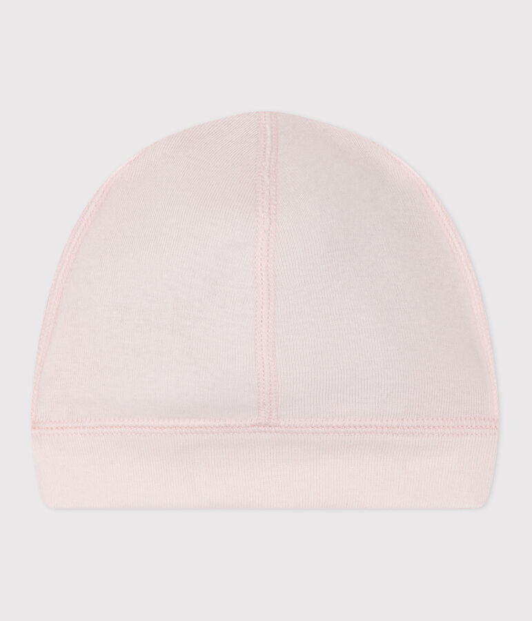 Gorro de algod&oacute;n liso para beb&eacute; rosa