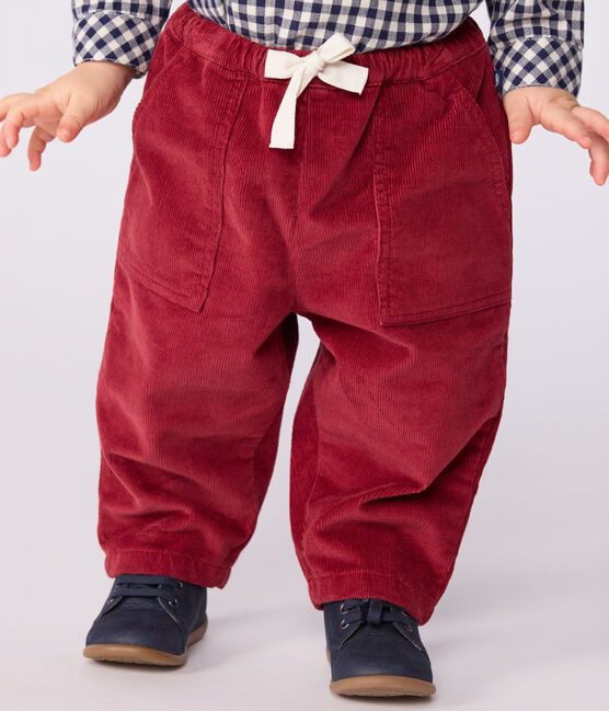 Pantalón de pana lisa para bebé AMARANTE