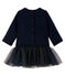 Vestido bimaterial de manga larga para bebé niña azul SMOKING