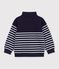 Sudadera infantil de algod&oacute;n a rayas con cremallera en el cuello azul/blanco