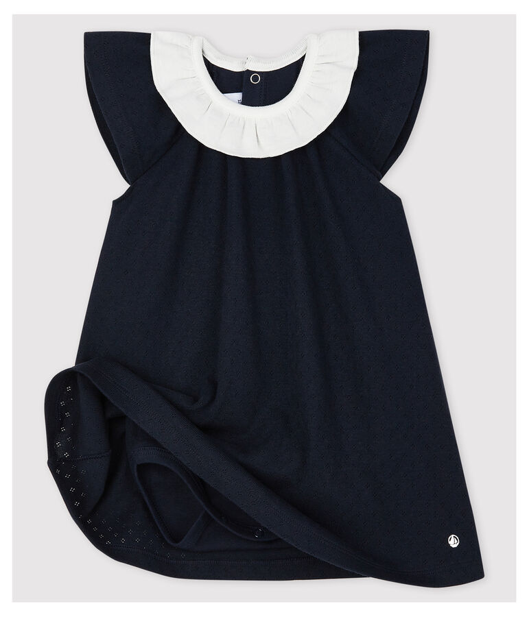 Vestido body con cuello de canal&eacute; de beb&eacute; ni&ntilde;a azul SMOKING