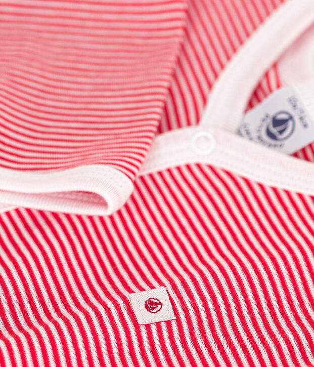 Pijamas de beb&eacute; de manga larga sin pies de algod&oacute;n rojo/blanco