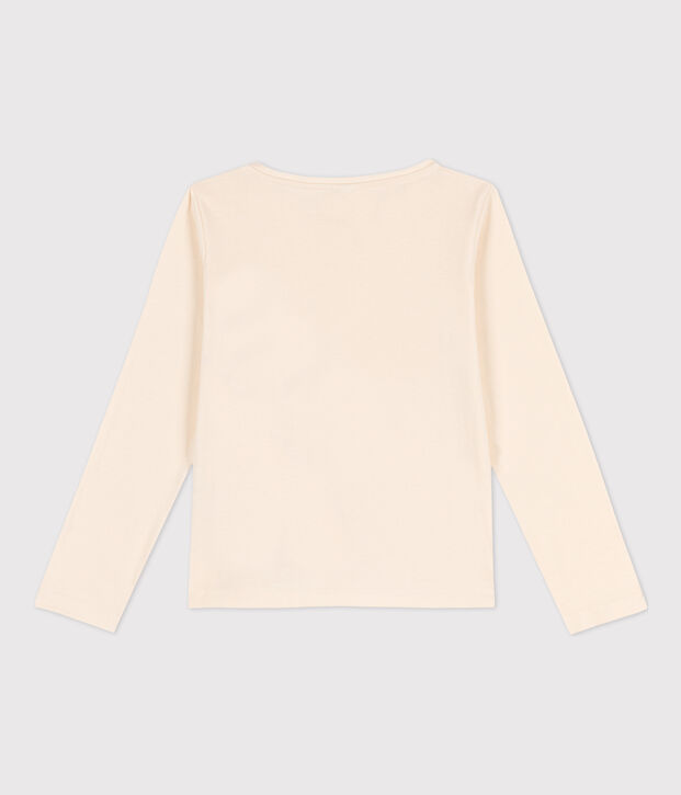 Camiseta de algod&oacute;n de manga larga de ni&ntilde;a/ni&ntilde;o crudo/naranja