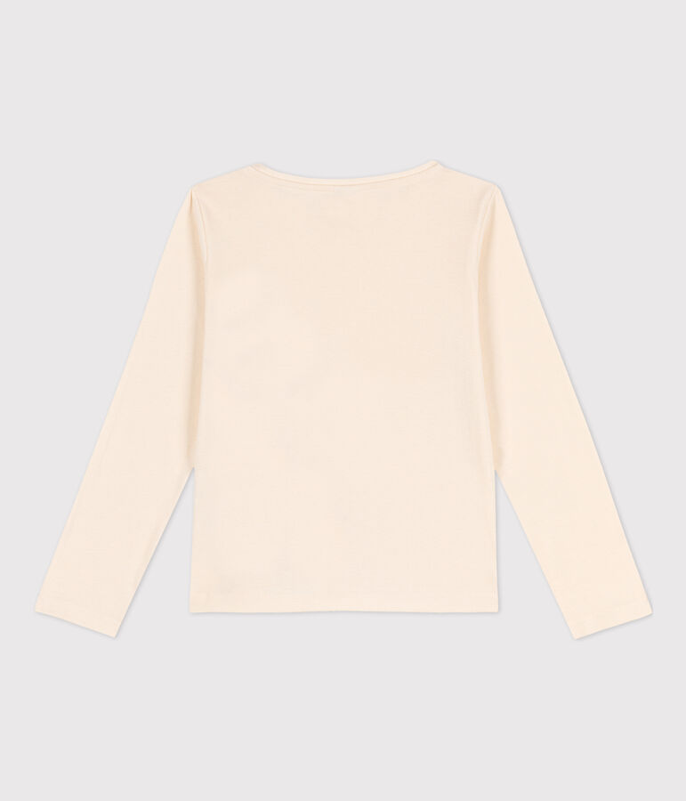 Camiseta de algod&oacute;n de manga larga de ni&ntilde;a/ni&ntilde;o crudo/naranja