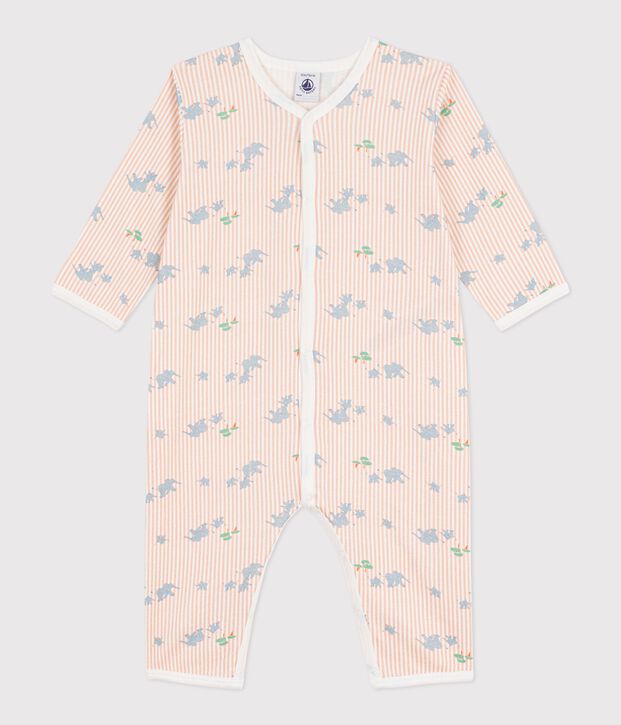Pijama sin pies de algod&oacute;n con estampado de elefantes para beb&eacute; blanco/multicolor