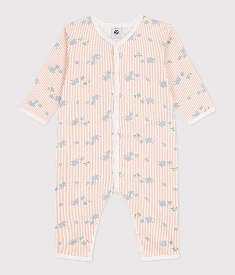 Pijama sin pies de algod&oacute;n con estampado de elefantes para beb&eacute; blanco MARSHMALLOW/blanco MULTICO