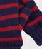 Manoplas infantiles de punto tricotado a rayas con forro polar azul/rojo