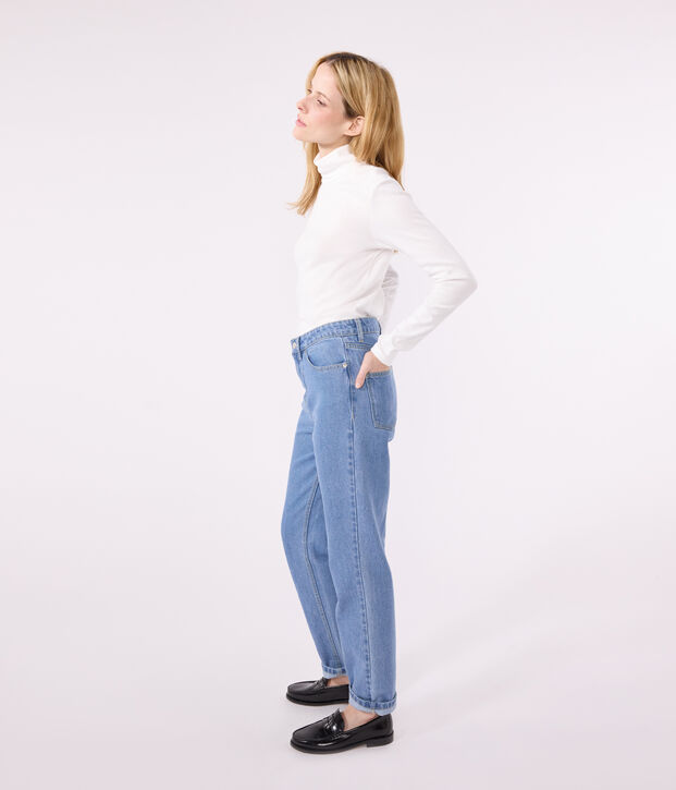 Camiseta Iconique de algod&oacute;n con cuello alto para mujer blanco