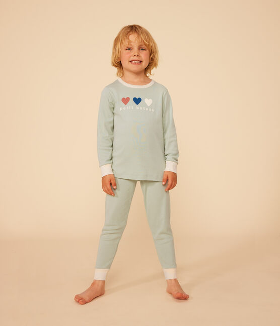 Pijama infantil liso de algodón verde HERBIER