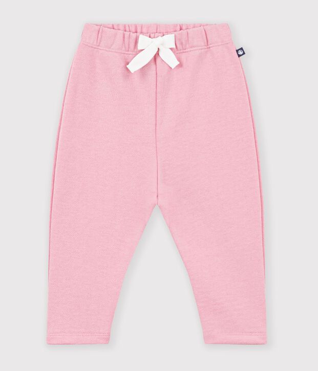 Pantal&oacute;n de jogging liso de algod&oacute;n para beb&eacute; rosa