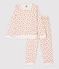 Pijama con estampado de flores de niña de terciopelo blanco MARSHMALLOW/blanco MULTICO