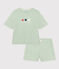 Pijama con pantalón corto y camiseta de algodón liso para mujer verde HERBIER