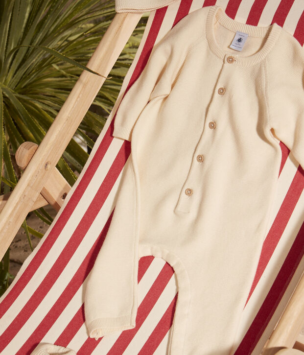 Mono largo de punto tricotado para beb&eacute; crudo