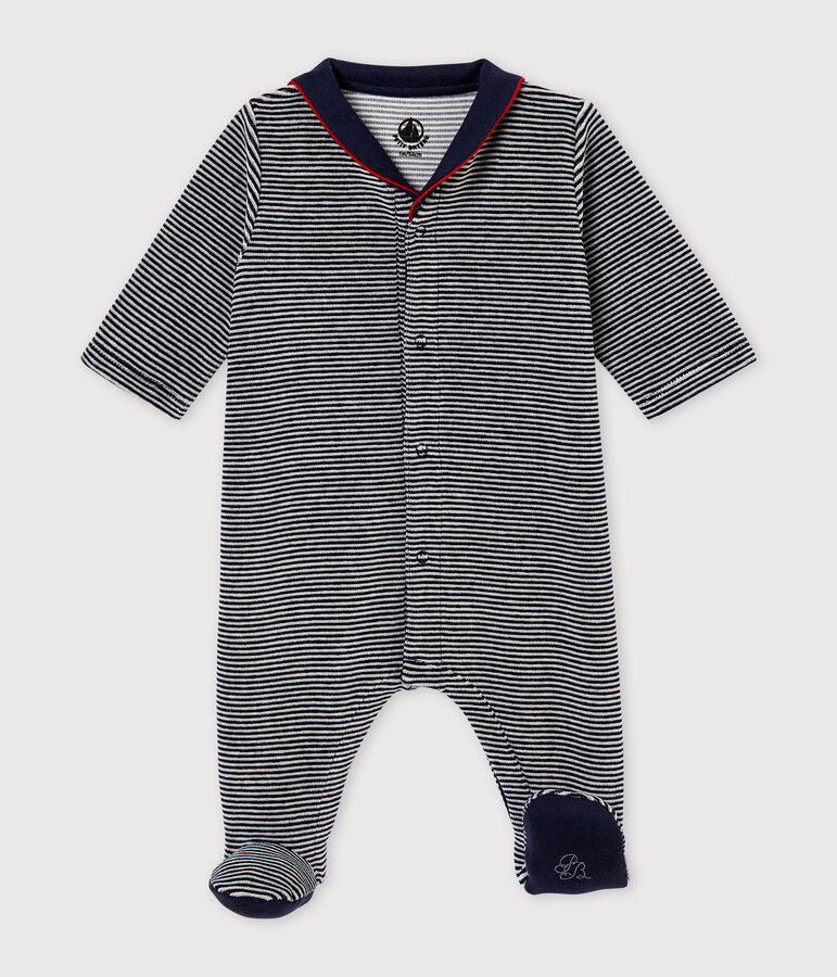 Pijama de terciopelo con la milrayas para beb&eacute; ni&ntilde;o azul/multicolor