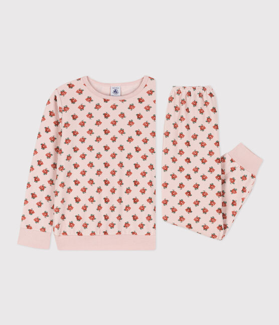 Pijama de terciopelo con flor para niña rosa SALINE/blanco MULTICO