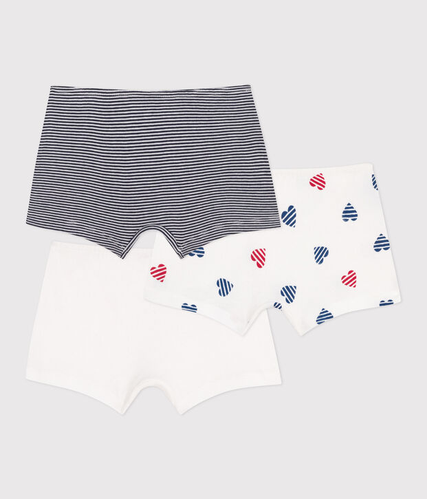 Juego de 3 culottes infantiles largos de algod&oacute;n con estampado de corazones multicolor