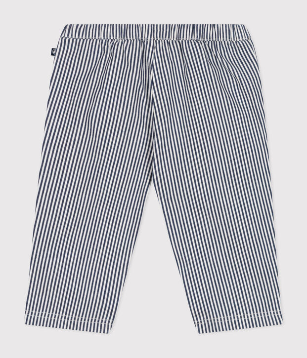 Pantal&oacute;n de tela para beb&eacute; azul/blanco