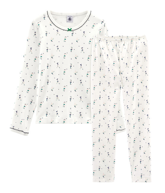 Pijama de punto para niña blanco MARSHMALLOW/blanco MULTICO