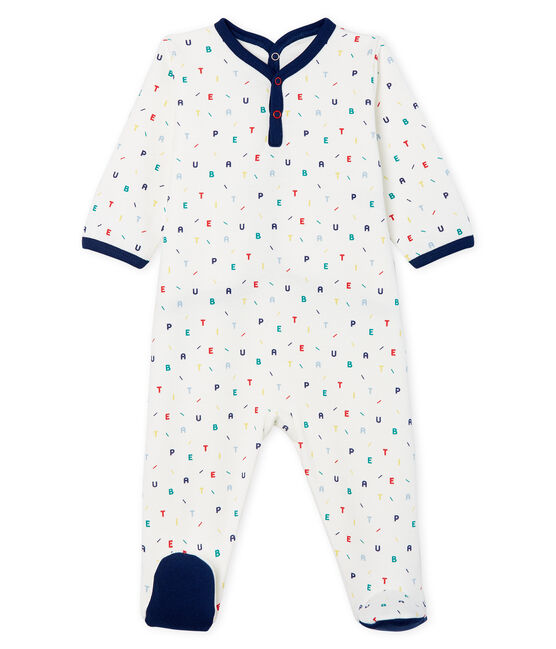 Pijama de muletón para bebé niño blanco MARSHMALLOW/blanco MULTICO