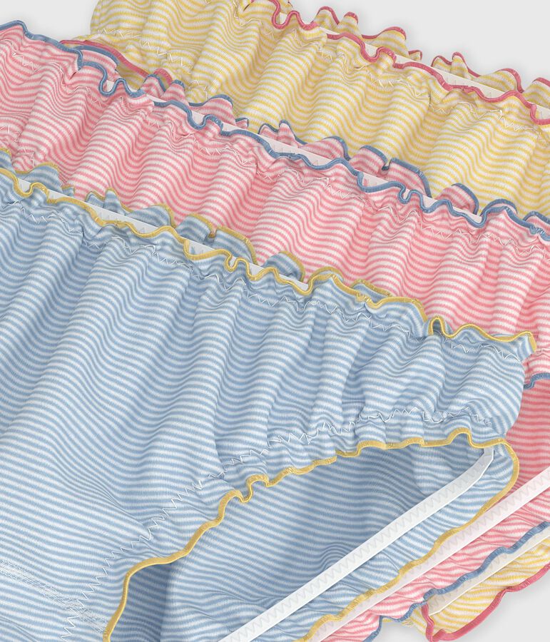 Juego de braguitas infantiles fruncidas de algod&oacute;n a rayas multicolor