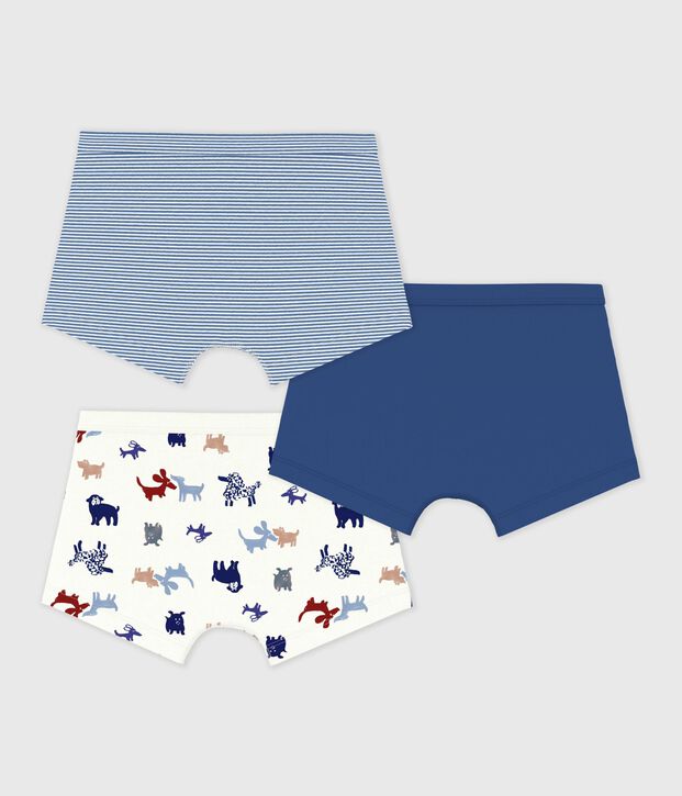 Juego de b&oacute;xeres infantiles de algod&oacute;n con ribete en la cintura y estampado de perros multicolor