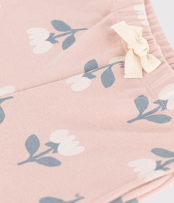 Pantalón estampado de muletón para bebé rosa SALINE/blanco MULTICO