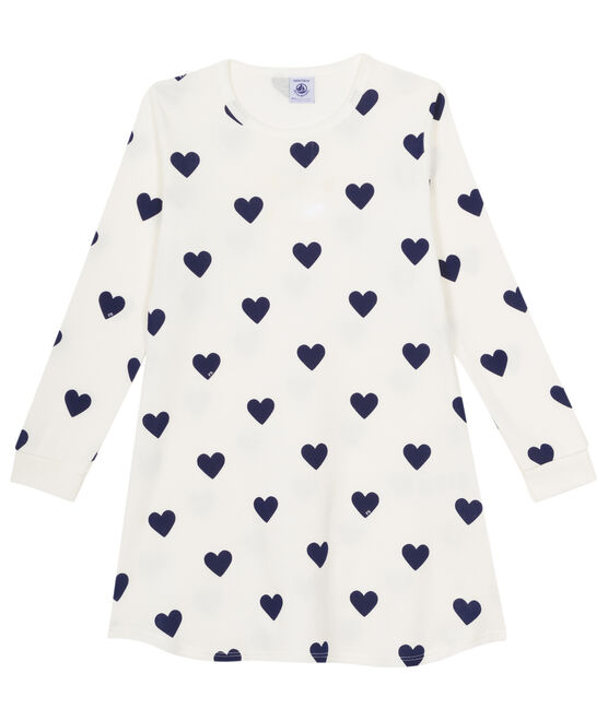 Camisón para chica de punto blanco MARSHMALLOW/azul MEDIEVAL