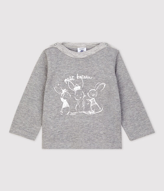 Camiseta de manga larga a rayas para bebé niño gris SUBWAY CHINE