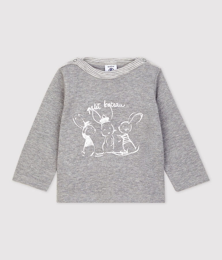 Camiseta de manga larga a rayas para beb&eacute; ni&ntilde;o gris