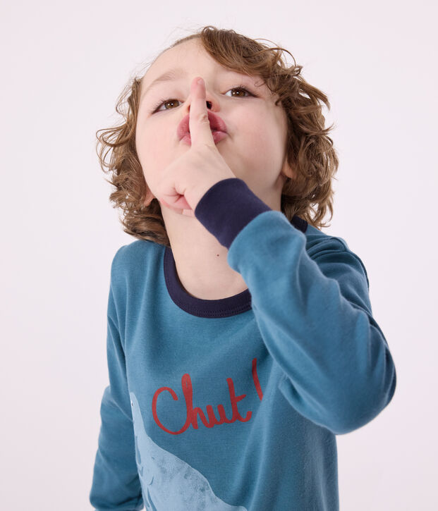 Pijama infantil de manga larga de algod&oacute;n dinosaurio verde