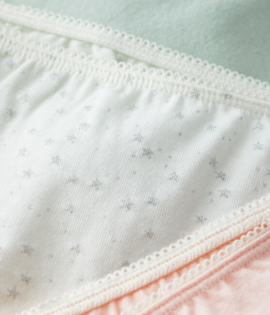 Juego de 3 culottes con estampado de purpurina de niña de algodón orgánico y elastano variante 1