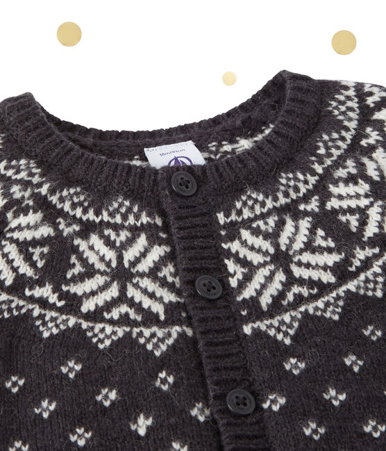 Cardigan de jacquard de bebé niño en lana gris CAPECOD/blanco MULTICO