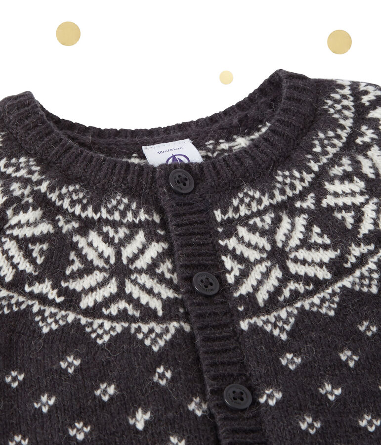 Cardigan de jacquard de beb&eacute; ni&ntilde;o en lana gris/multicolor