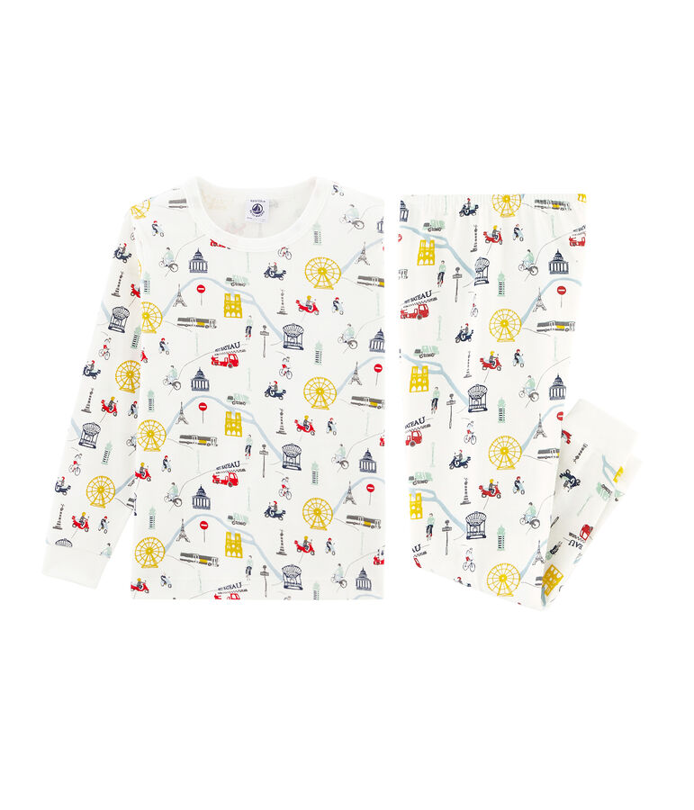 Pijama de punto para ni&ntilde;o blanco/multicolor