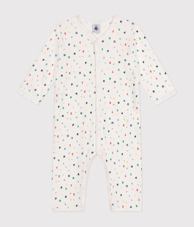 Pijama sin pies de algod&oacute;n para beb&eacute; blanco/multicolor
