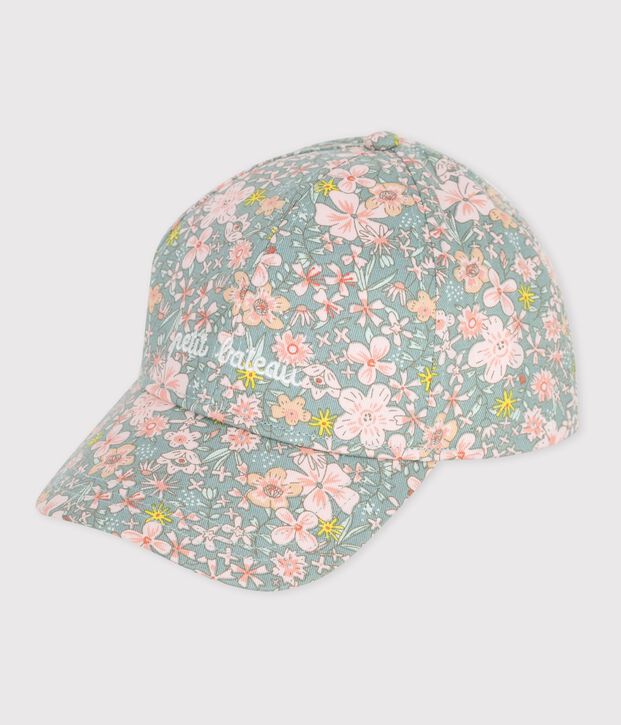 Sombrero infantil de sarga con estampado de flores azul/multicolor