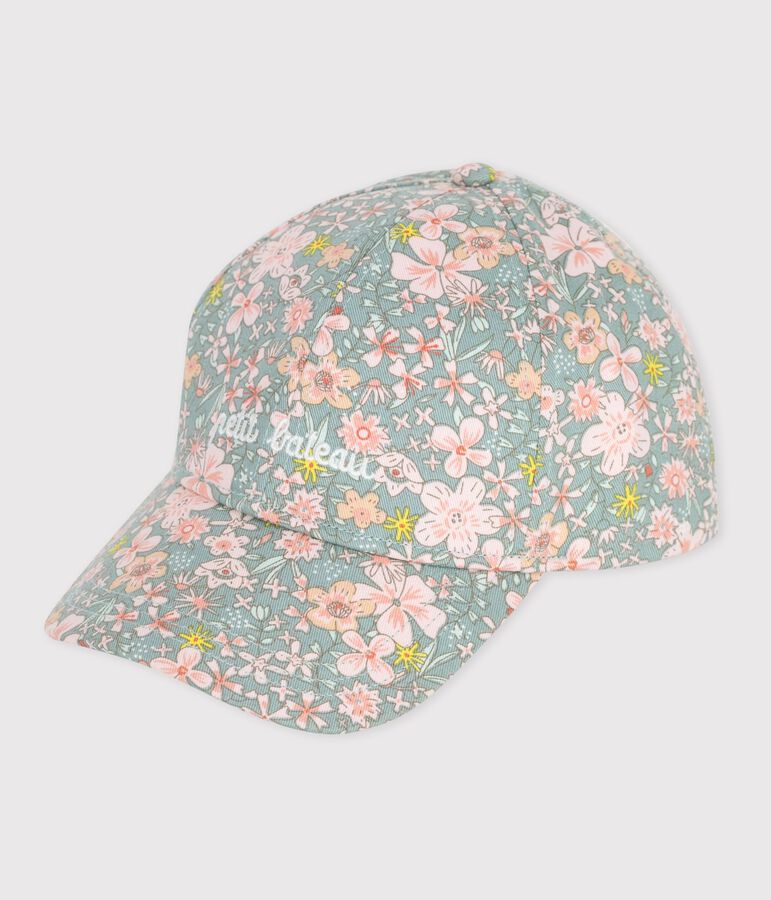 Sombrero infantil de sarga con estampado de flores azul/multicolor