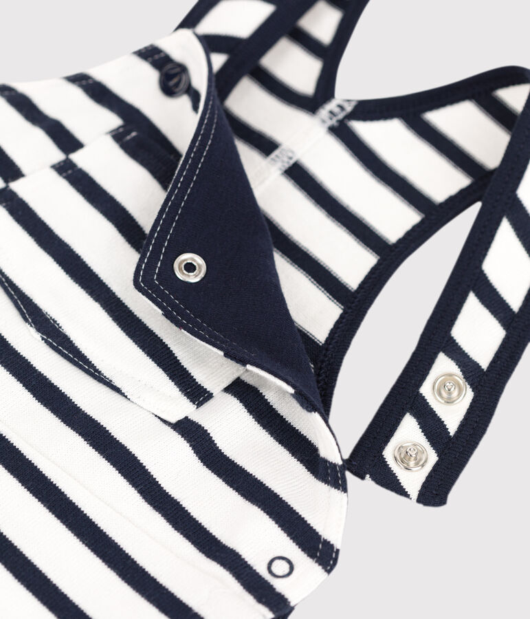 Peto de jersey grueso a rayas marineras de beb&eacute; blanco MARSHMALLOW/azul SMOKING