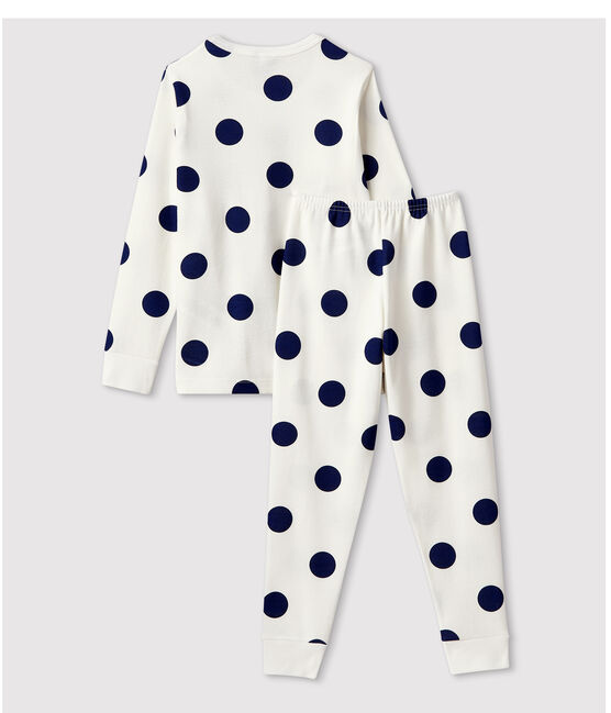 Pijama con estampado gráfico de niña/niño de algodón orgánico blanco MARSHMALLOW/azul MEDIEVAL
