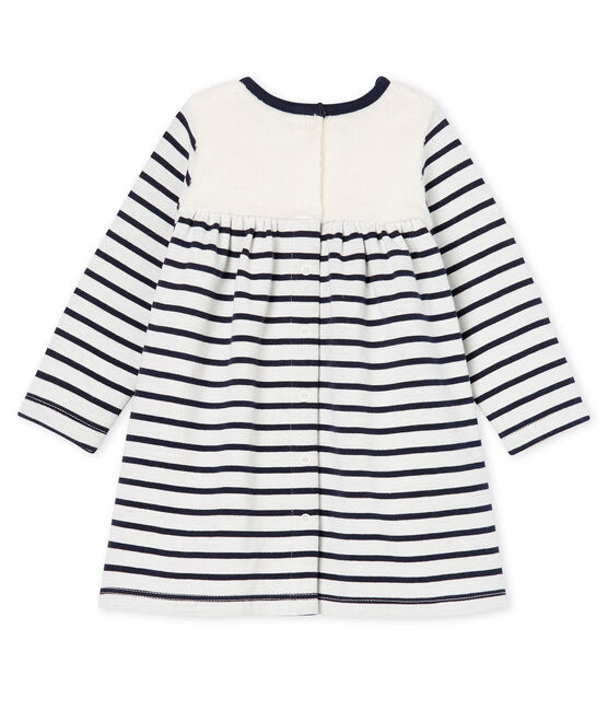 Vestido de manga larga de rayas para bebé niña blanco MARSHMALLOW/azul SMOKING CN