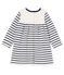 Vestido de manga larga de rayas para bebé niña blanco MARSHMALLOW/azul SMOKING CN